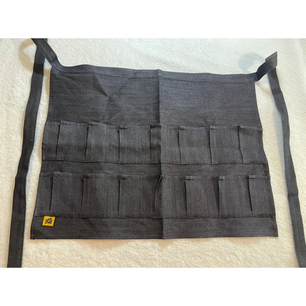 Black Denim Egg Gathering Apron Multi Pocket Garden Waist Apron Farmhouse Style